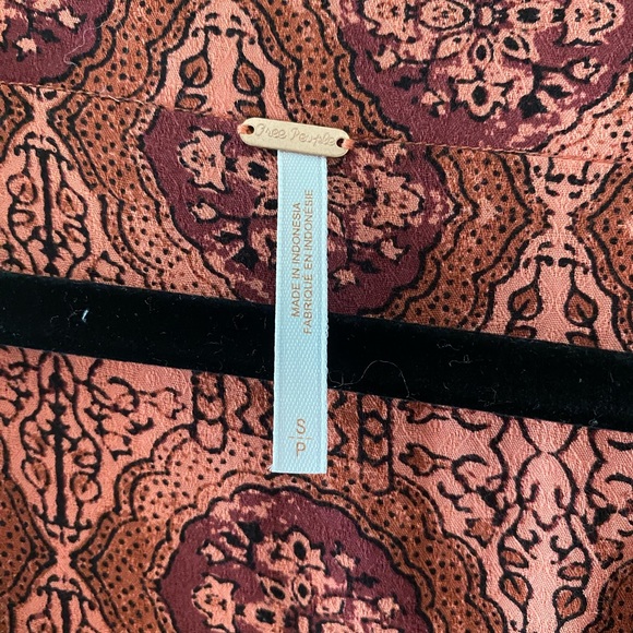 Free People Time of Your Life Bell Sleeve, Boho Top in Coral Combo - Picture 4 of 7